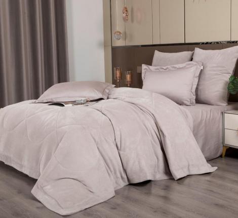 Постельное белье с одеялом "Kazanov.A." Lindor Fluffy (платина бежевый) Велюр/Egypt Cotton, Евро