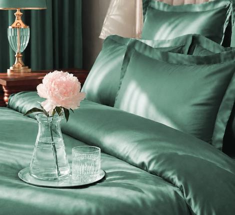 Простыня на резинке "Lefard" SOLID (зелёный) Сатин ДеЛюкс, 140х200х35