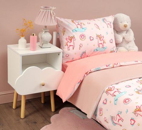 Постельное белье "Siberia" Единорог (розовый) Ранфорс, 1,5 спальный
