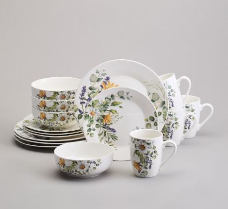 Набор посуды обеденный "РОМАШКОВОЕ ПОЛЕ" на 4 персоны, 16 предметов