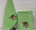 Набор махровых полотенец &quot;СОВА&quot; ( 50х90+70х140), салатовый