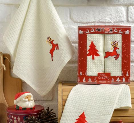 Салфетки вафельные "METEOR" 40х60 (2 шт.) NEW YEAR  СИМВОЛ ГОДА V2