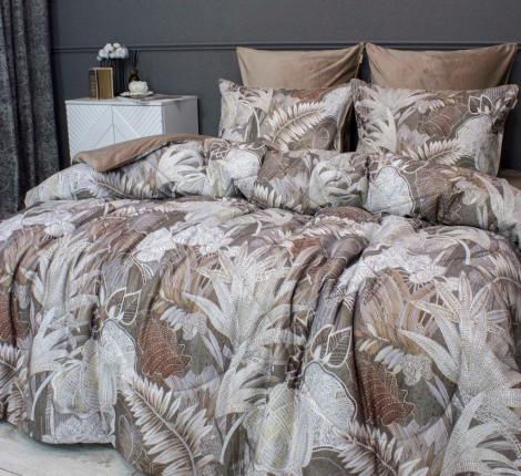 Постельное белье с одеялом "Kazanov.A." Мармарис (бежевый капучино) Велюр/Egypt Cotton, Семейный
