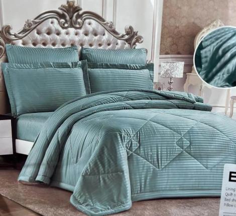 Постельное бельё c одеялом EFOR SATEN TURKUAZ (бирюзовый), Евро