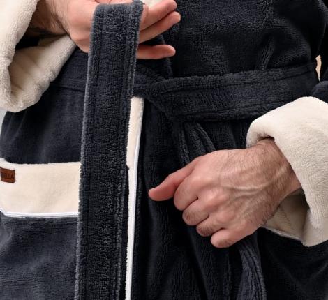 Халат мужской трига с капюшоном "AMBIELLA A-1125" антрацит, 2XL