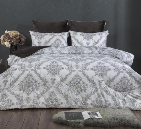 Постельное белье с одеялом "Kazanov.A." Диора (графит жемчуг) Велюр/Egypt Cotton, Евро