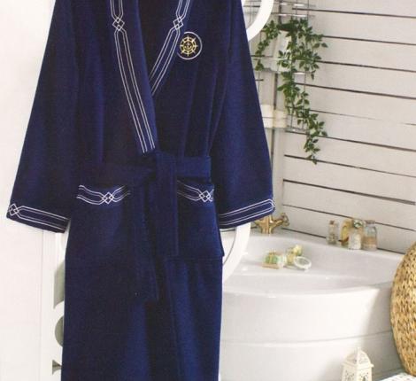 Халат мужской махровый Maison D'or "ELEGANZE MARINE" внтрацит, XL(50)/2XL(52)