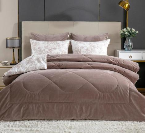 Постельное белье с одеялом "Kazanov.A." Жадор (капучино молоко) Велюр/Сатин, Евро