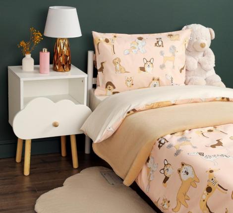 Постельное белье "Siberia" Собачки (розовый) Ранфорс, 1,5 спальный