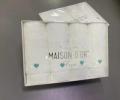 Салфетки махровые с вышивкой Maison D'or "SOFT HEARTS" 30х50-4шт., белый/бирюзовый
