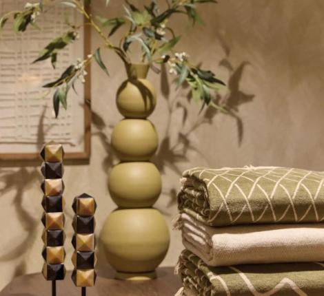 Плед хлопковый "CLAUDI" LINEAS OLIVE, 150х200