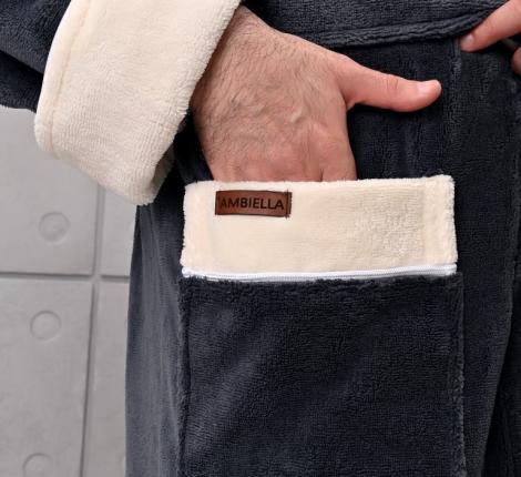 Халат мужской трига с капюшоном "AMBIELLA A-1125" антрацит, L/ХL