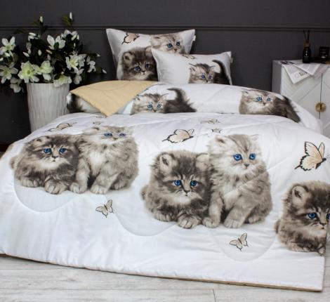 Постельное белье с одеялом "Kazanov.A." Kitty (бежевый жемчуг) Сатин, 1,5 спальный