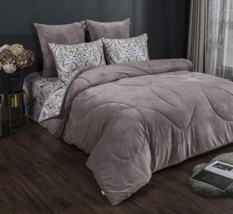 Постельное белье с одеялом "Kazanov.A." Пирс (капучино) Велюр/Egypt Cotton, Семейный