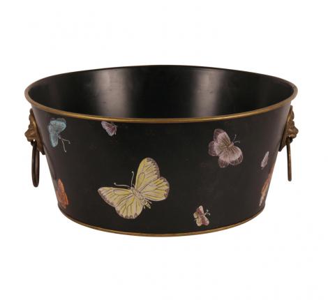 Кашпо "G&C" БАБОЧКИ (на черном фоне) металл, 36х36х16 см