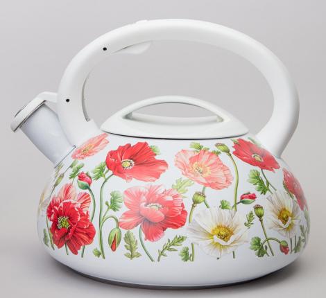 Чайник со свистком "БЕЛЫЕ МАКИ", 3,0 л