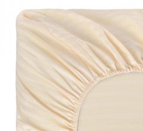 Простыня на резинке "Sofi de Marko" Морган (бежевый) Страйп-Сатин, 180х200х30