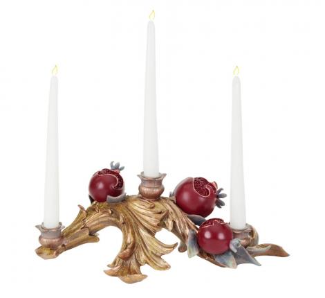 Подсвечник с гранатами "GOODWILL" (золотой с бургунди), длина 41 см