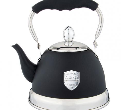 Чайник со свистком и складывающейся ручкой "ТЮДОР", 1,0 л (чёрный)