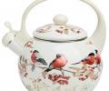 Чайник эмалированный со свистком "СНЕГИРИ", 2,2 л