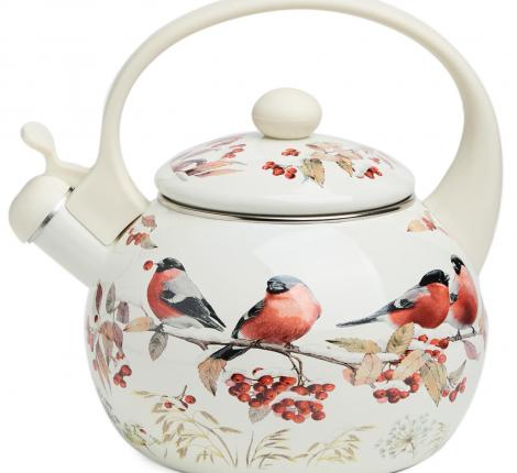 Чайник эмалированный со свистком "СНЕГИРИ", 2,2 л