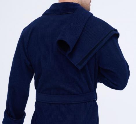 Халат мужской "NUSA" Triga-pirinc desen 1163 темно-синий, 3XL