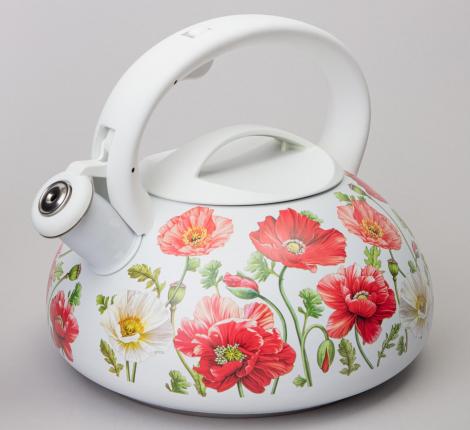 Чайник со свистком "БЕЛЫЕ МАКИ", 3,0 л