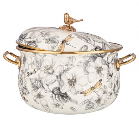 Кастрюля эмалированная с крышкой "ЯБЛОНЕВЫЙ САД", 4,8 л