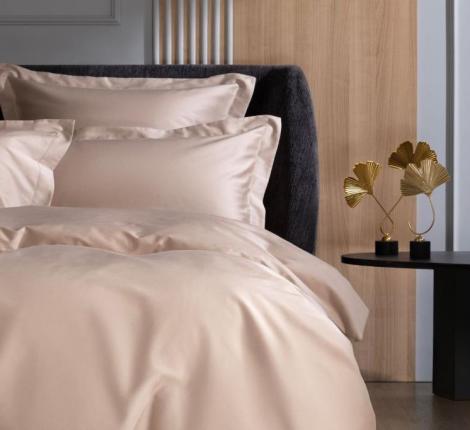 Постельное белье "NUDE PINK ALLURE GRASS" 5816050 Мако-Сатин, Евро простыня на резинке