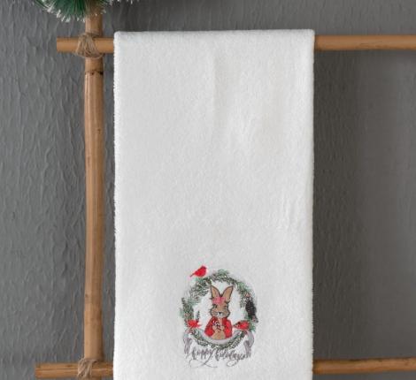Полотенце Arya с вышивкой Рождество 50x90 Rabbit, Белый