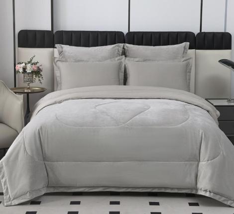 Постельное белье с одеялом "Sofi de Marko" Энрике (светло-серый) Велюр, 1,5 спальный