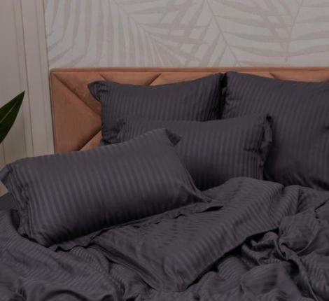 Постельное белье "Sofi de Marko" Моне (антрацит) Страйп Сатин, Евро (50х70-2шт.)