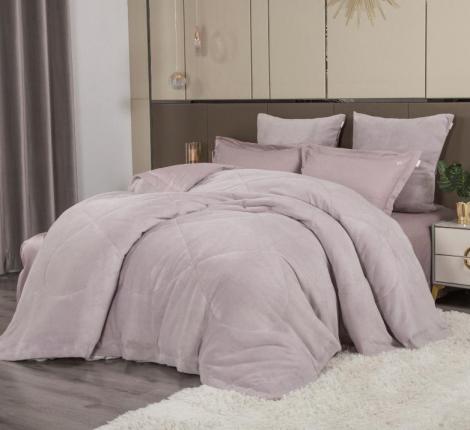 Постельное белье с одеялом "Kazanov.A." Lindor Fluffy (лаванда платина) Велюр/Egypt Cotton, Семейный