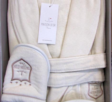 Халат мужской велюровый Maison D'or "BOSWEL" кремовый, XL(50)/2XL(52)