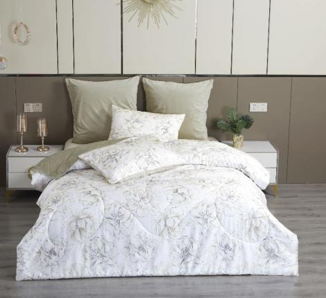 Постельное белье с одеялом "Kazanov.A." Силиция (бежевая олива) Велюр/Egypt Cotton, Евро