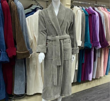 Халат женский трига шалька "AMBIELLA A-1165" серо-бежевый, 3XL