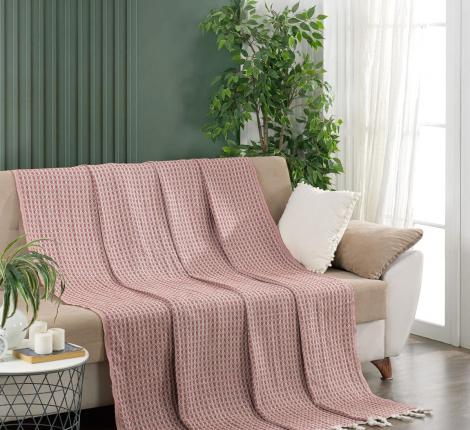 Покрывало вафельное с бахромой "METEOR" DEVONE (терракотовый), 200х230