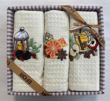 Набор кухонных салфеток "EFOR" (3шт) (40*60) НОВЫЙ ГОД модель 1