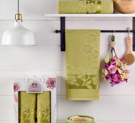 Комплект махровых полотенец "TWO DOLPHINS" (50x90/70х140) 2 шт.ERIN, фисташковый