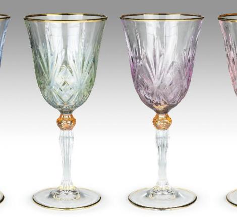 Набор фужеров для шампанского 6 штук "MELODY GOLD STEMWARE" хрусталь, высота 20 см