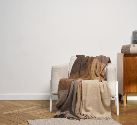 Плед "WOOLEN" (шерсть 100%) 150х200, бежево-коричневый