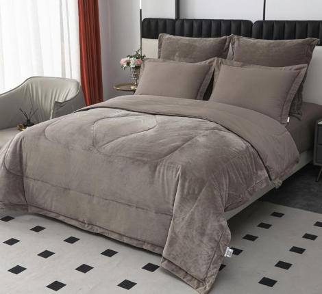 Постельное белье с одеялом "Sofi de Marko" Энрике (бежевый) Велюр, 1,5 спальный