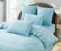 Постельное бельё "KARTEKS" сатин однотонный с кантом HK-06 (голубой), Евро