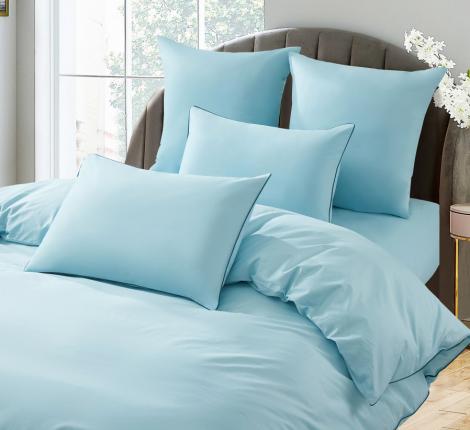 Постельное бельё "KARTEKS" сатин однотонный с кантом HK-06 (голубой), Евро