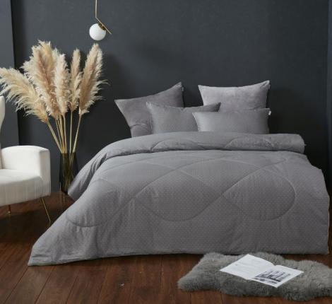 Постельное белье с одеялом "Kazanov.A." Оскар (серый бежевый) Велюр/Egypt Cotton, Евро