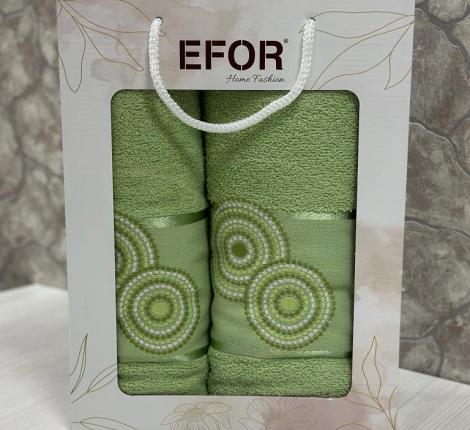 Набор махровых полотенец EFOR &quot;NOKTALI DAIRE&quot; (50*90, 70*140), зеленый
