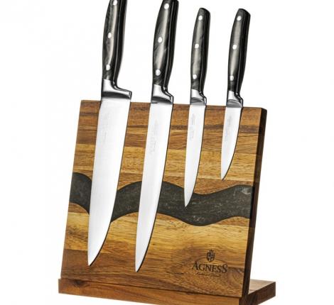 Набор кухонных ножей "AGNESS" с магнитным держателем 911-788, 5 предметов