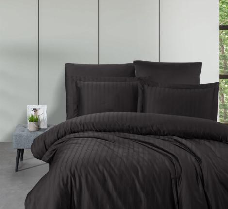 Постельное бельё "DO&CO" Сатин DELUX STRIPE, 1,5 спальный (шоколадный)