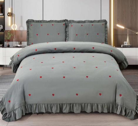 Постельное белье с вышивкой "сердце" EFOR "COTTONI Т-6" Поликоттон, Евро