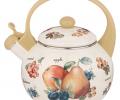 Чайник эмалированный со свистком "ФРУКТЫ", 2,2 л